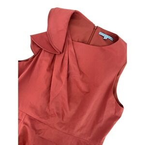 Antonio Melani Womens Terracotta Rust Ruffle Neck Sheath Dress Size 14 Y2K
